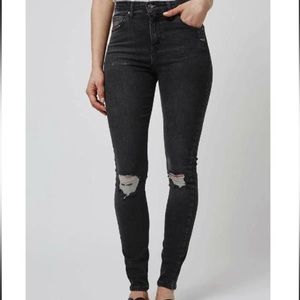 Topshop Black Jamie High Rise Ripped Skinny Jeans